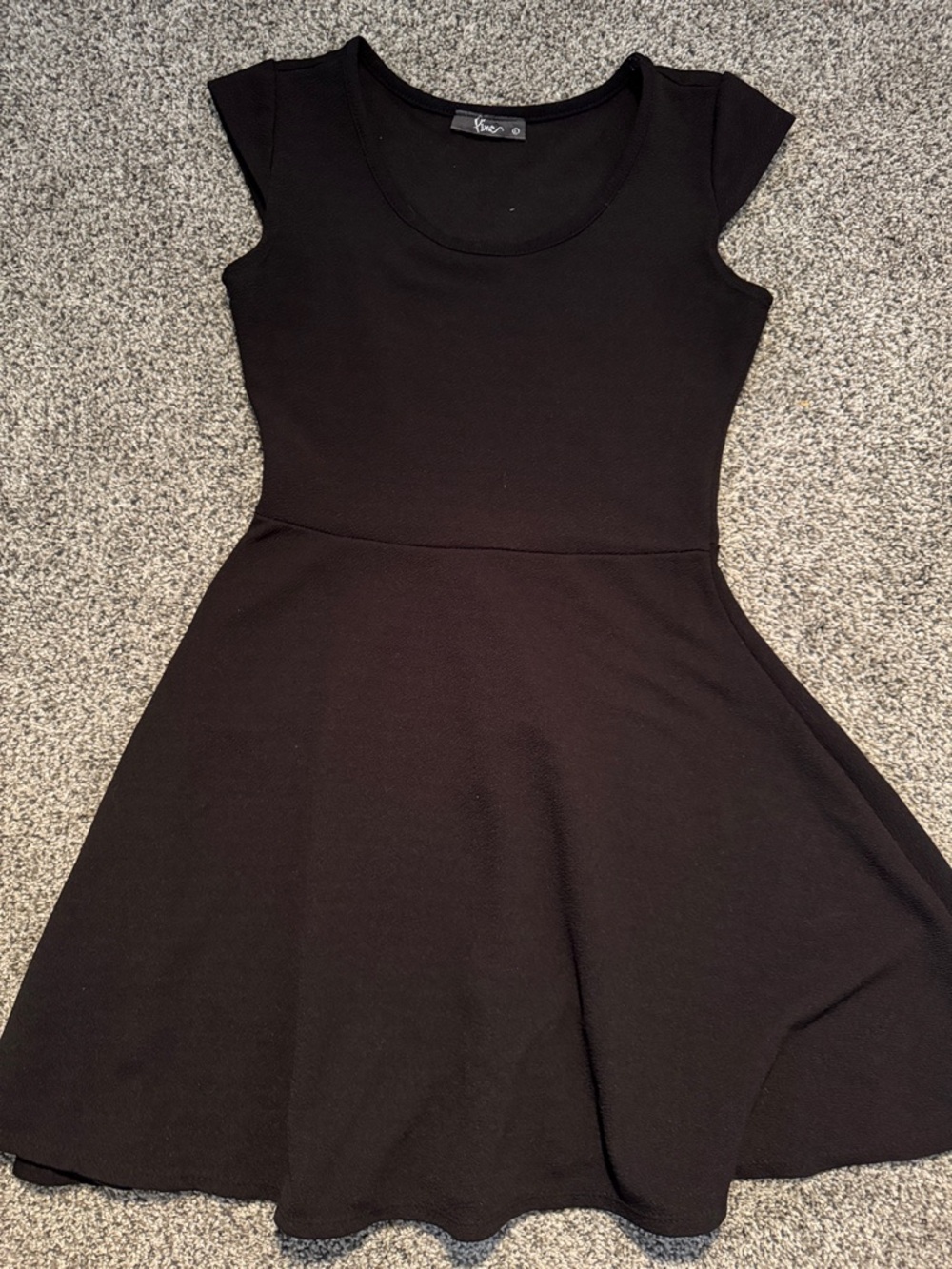 Pine Black Cap-Sleeve Skater Mini Dress